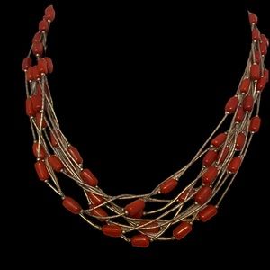 Vintage~**20" LIQUID SILVER CORAL 10 STRAND NECKLACE**~Sterling Silver ~38 GRAMS